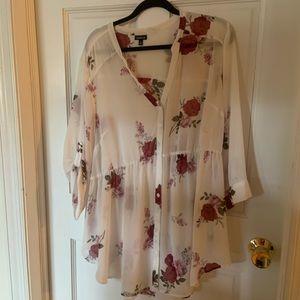 Babydoll rose blouse; sheer Torrid